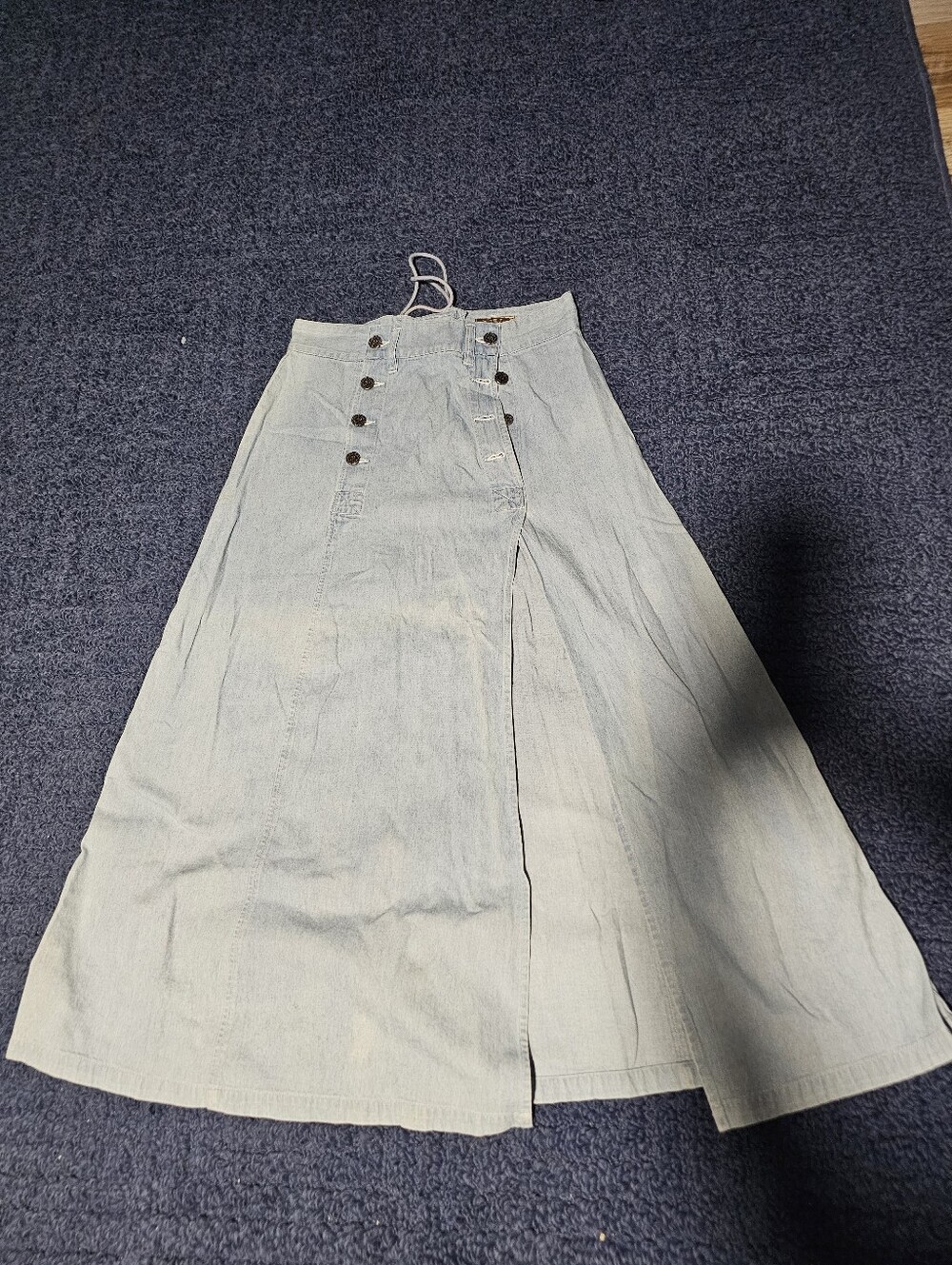 Light Wash Denim, Button Down, Slit Aline Skirt